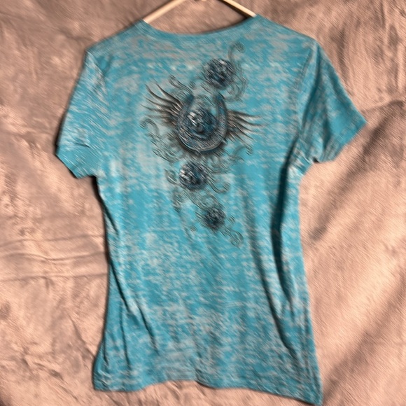 Y2K‎ style cowgirl up burnout t shirt XXL blue - Picture 3 of 6